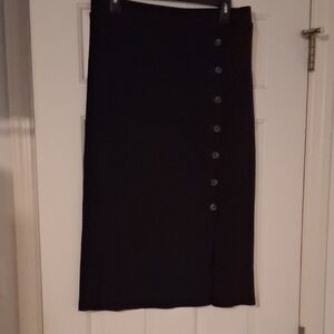 Time and Tru Black Pencil Skirt with Buttons